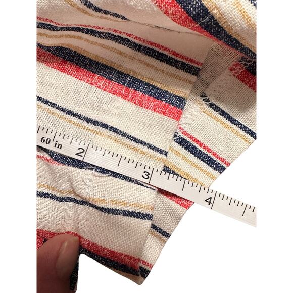 Joe B Linen Paperbag Striped Shorts Size Large NWT Red, Blue and Cream - Picture 6 of 6